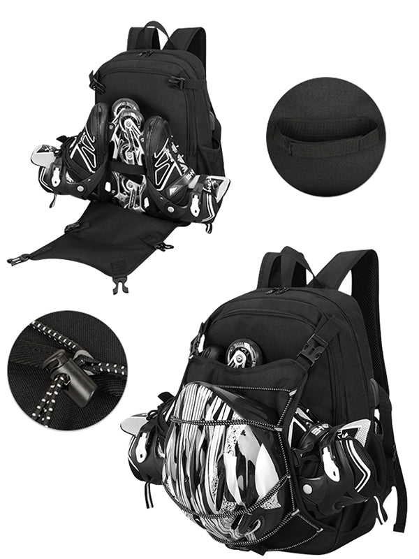 Simbow Skate Roller and Helmet Backpack Black backpack for sports and laptop