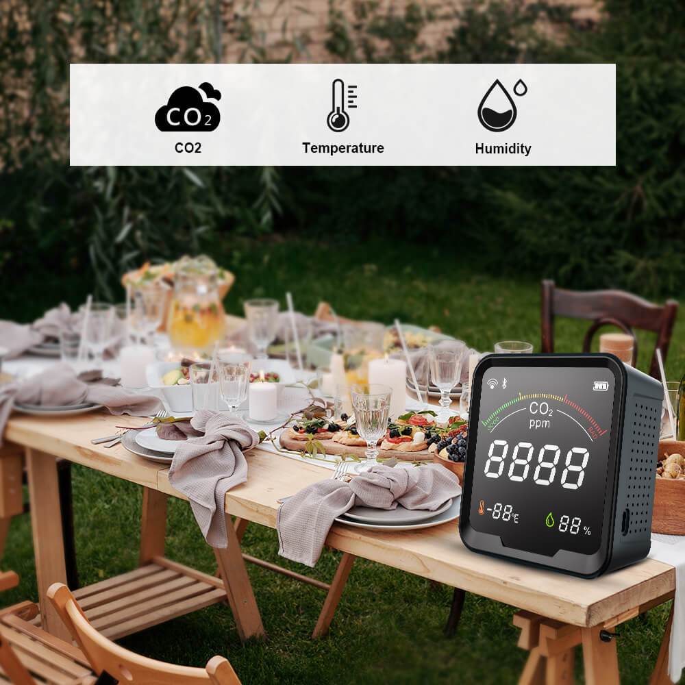 Carefor CF-9C Indoor Carbon Dioxide Monitor With Temperature and Humidity and Buzzer Alarm