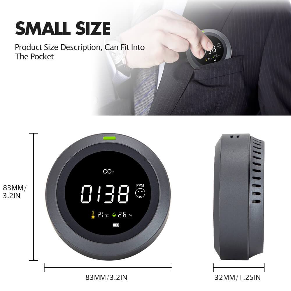 Carefor CF-5 Air Quality Monitor for CO2, CO2 Meter, Temperature, Humidity, Air Gas Detector