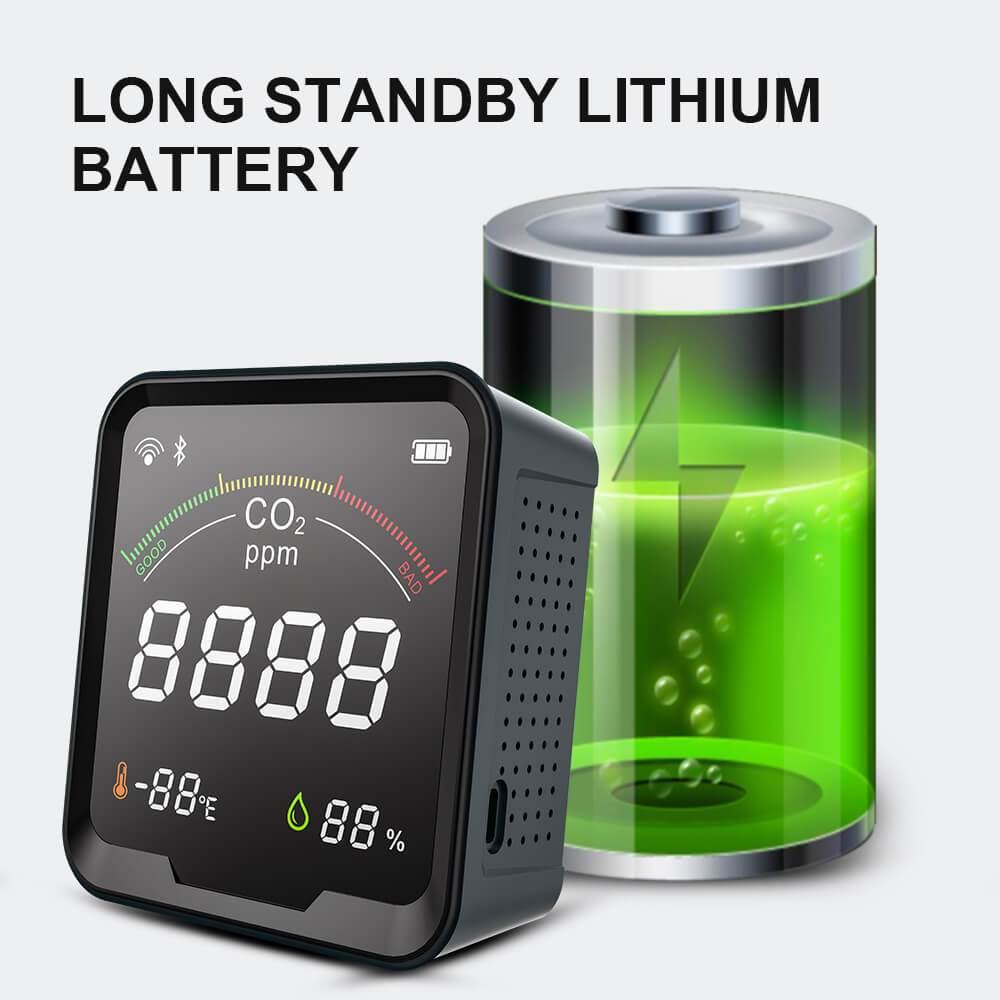 Carefor CF-9C Indoor Carbon Dioxide Monitor With Temperature and Humidity and Buzzer Alarm