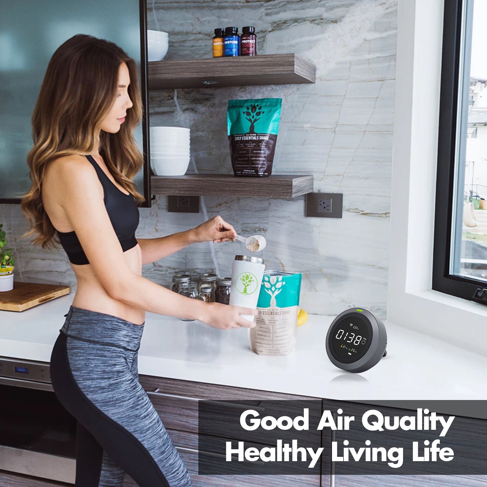 Carefor CF-5Wifi Air Quality Monitor for CO2 , CO2 Meter, CO2 Monitor Wireless Temperature, Humidity