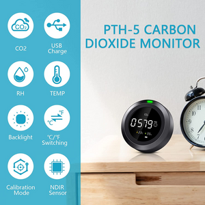 Therm La Mode CO2 messgerät  3-in-1 Messgerät luftqualität, Erkennt Kohlendioxidtemperatur Und Feuchtigkeit, CO2 messgerät raumluft Mit Präzisem NDIR-Sensor, Geeignet Für Zuhause, Büro Und Schule