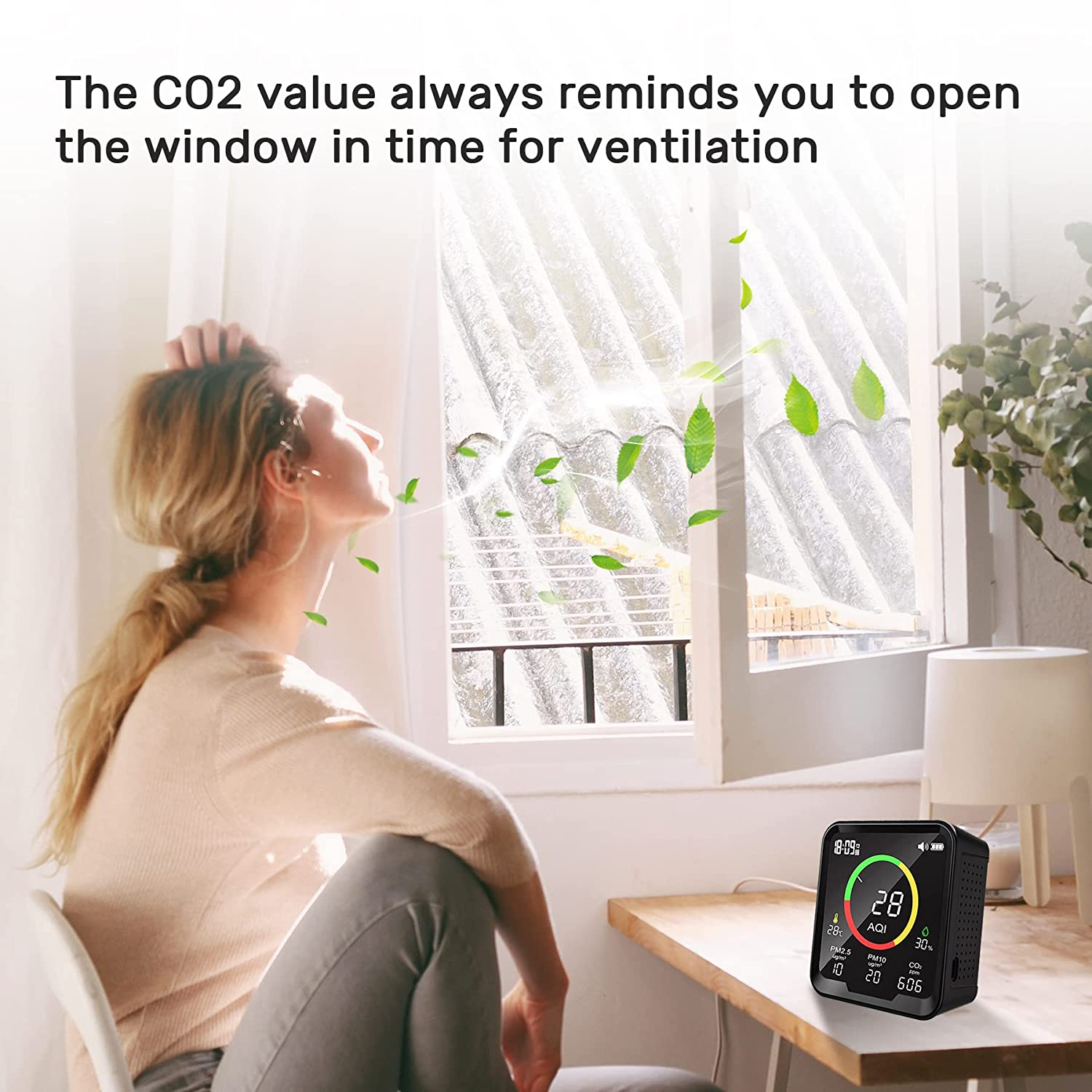 Therm La Mode Multifunktions Luftqualität Messgerät Erkennt PM 2.5, PM 10, CO2, AQI, Temperatur und Luftfeuchtigkeit, NDIR- und Partikelsensor CO2 messgerät ,Echtzeitanzeige Feinstaubmessgerät