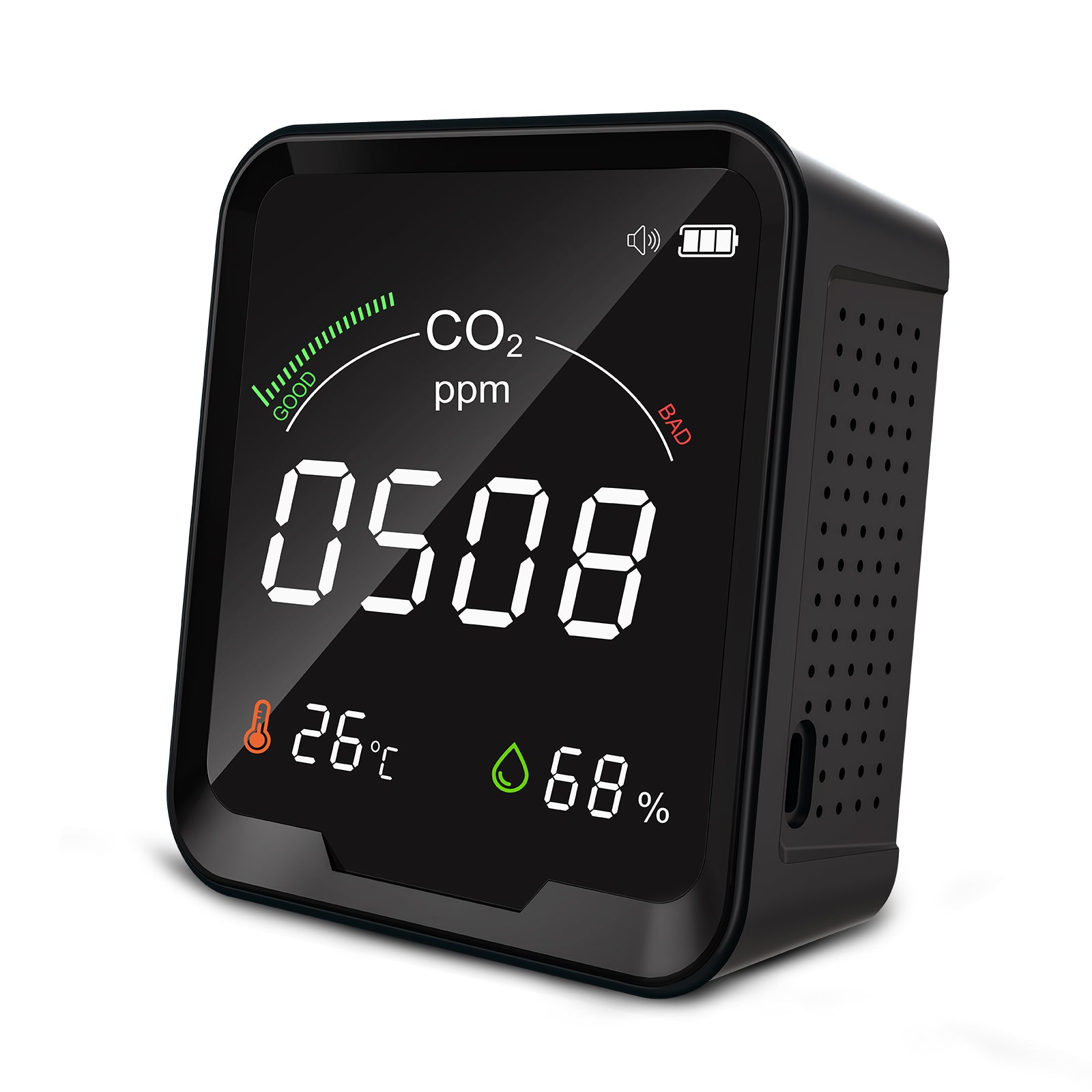 Carefor CF-9C Indoor Carbon Dioxide Monitor With Temperature and Humidity and Buzzer Alarm